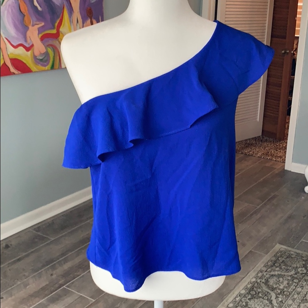 One shoulder blue top Medium